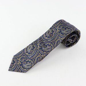 Bloomingdale's The Men's Store, Blue and Gold Paisley Men's Silk Neck Tie NWT